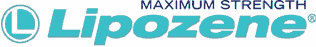 Lipozene logo featuring blue and green stylized text with a capsule-shaped design element, representing the brand's weight loss supplement.