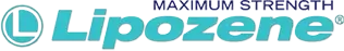 Lipozene logo featuring blue and green stylized text with a capsule-shaped design element, representing the brand's weight loss supplement.